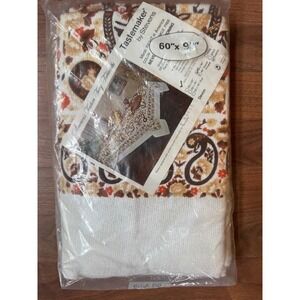 Tastemaker Stevens Terry Tablecloth 60x90 Vintage Paisley Earth Brown‎ NWT